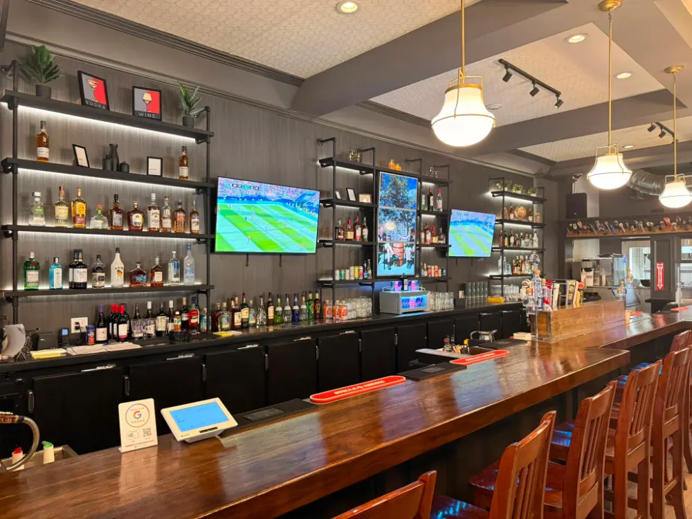 The bar and big screens